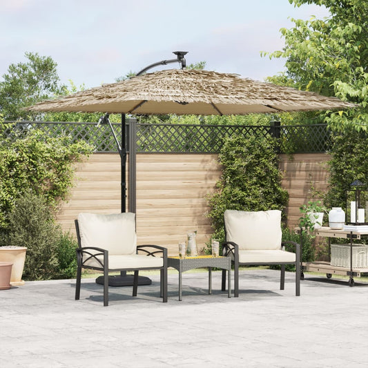 Ombrellone Giardino Led E Palo In Acciaio Marrone 269X269X235Cm