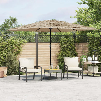 Ombrellone Giardino Led E Palo In Acciaio Marrone 269X269X235Cm