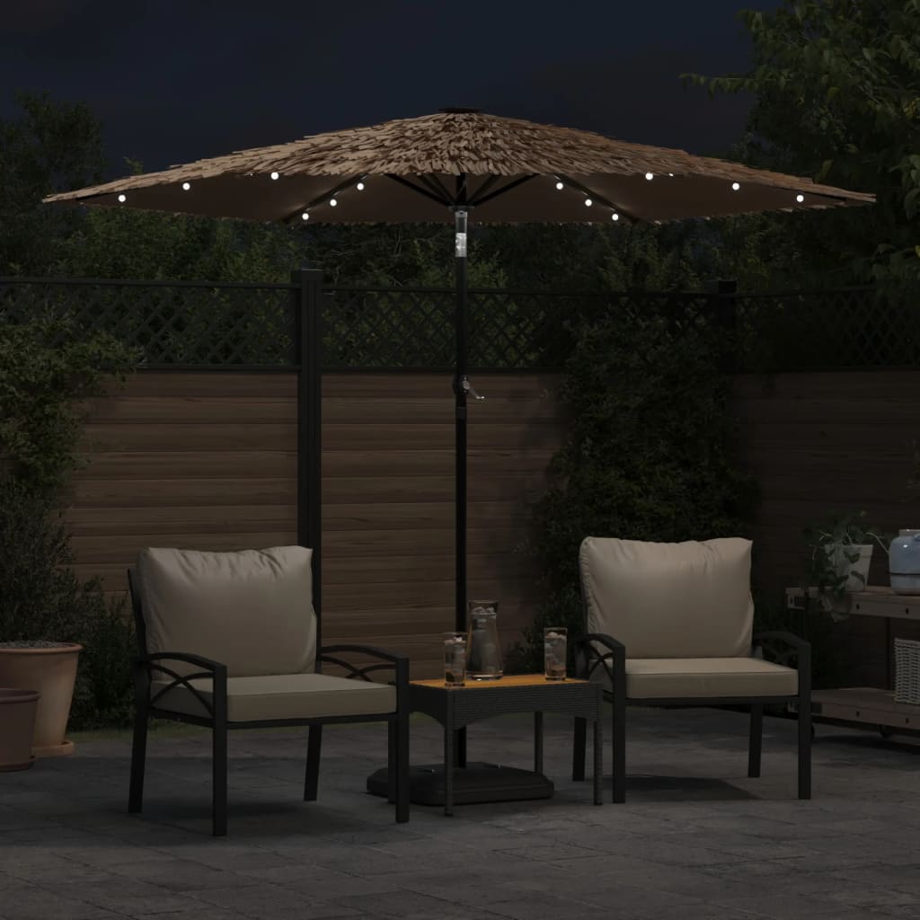 Ombrellone Giardino Led E Palo In Acciaio Marrone 268X268X226Cm