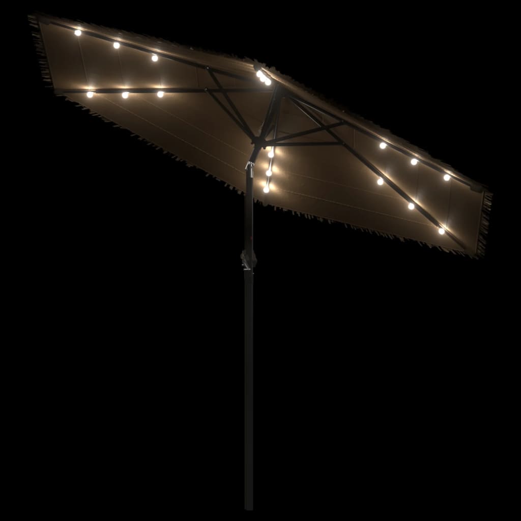 Ombrellone Giardino Led E Palo In Acciaio Marrone 268X268X226Cm