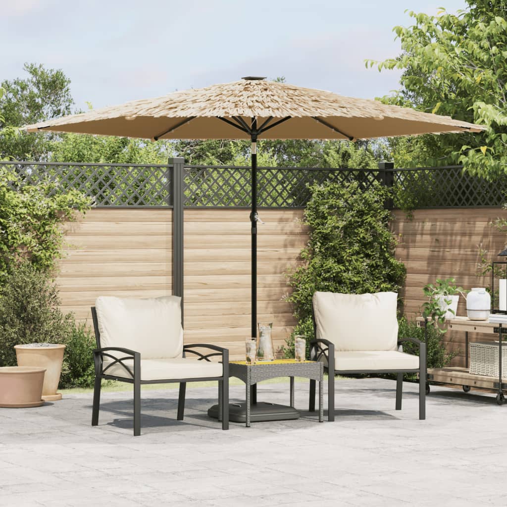 Ombrellone Giardino Led E Palo In Acciaio Marrone 268X268X226Cm