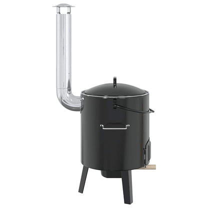 Cannone Gulasch Con Camino E Coperchio Nero Acciaio Smaltato Nero