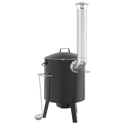 Cannone Gulasch Con Camino E Coperchio Nero Acciaio Smaltato Nero