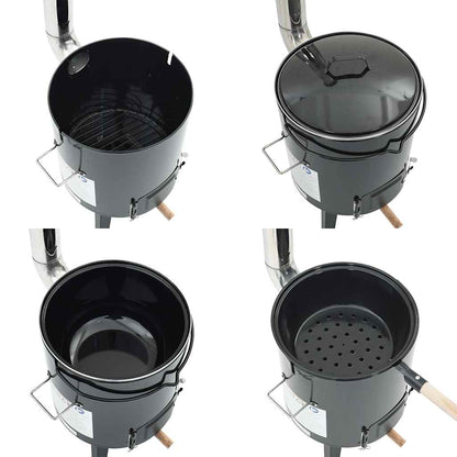 Cannone Gulasch Con Camino E Coperchio Nero Acciaio Smaltato Nero