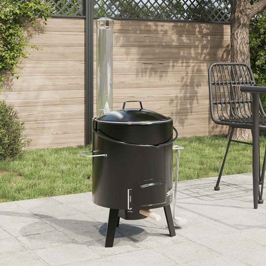 Cannone Gulasch Con Camino E Coperchio Nero Acciaio Smaltato Nero