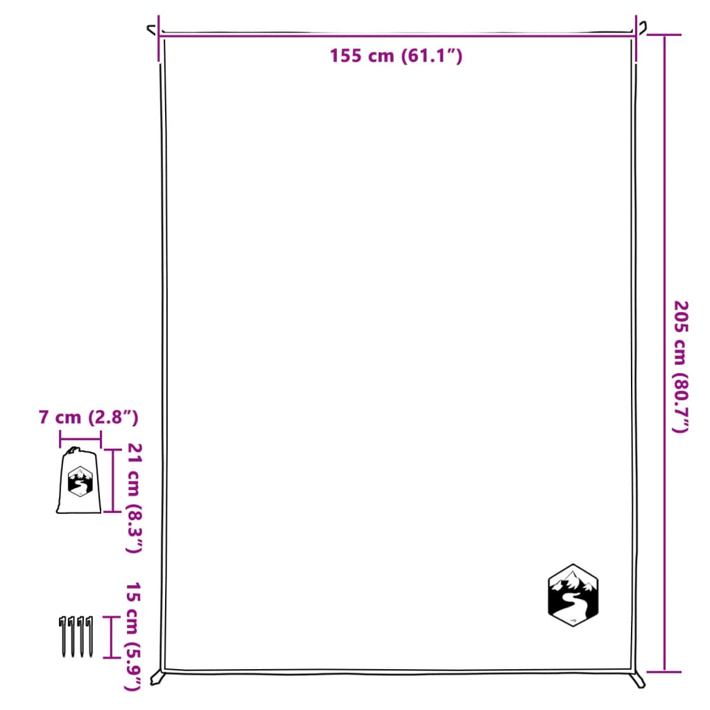 Tovaglia Da Picnic Con Picchetti 205X155 Cm