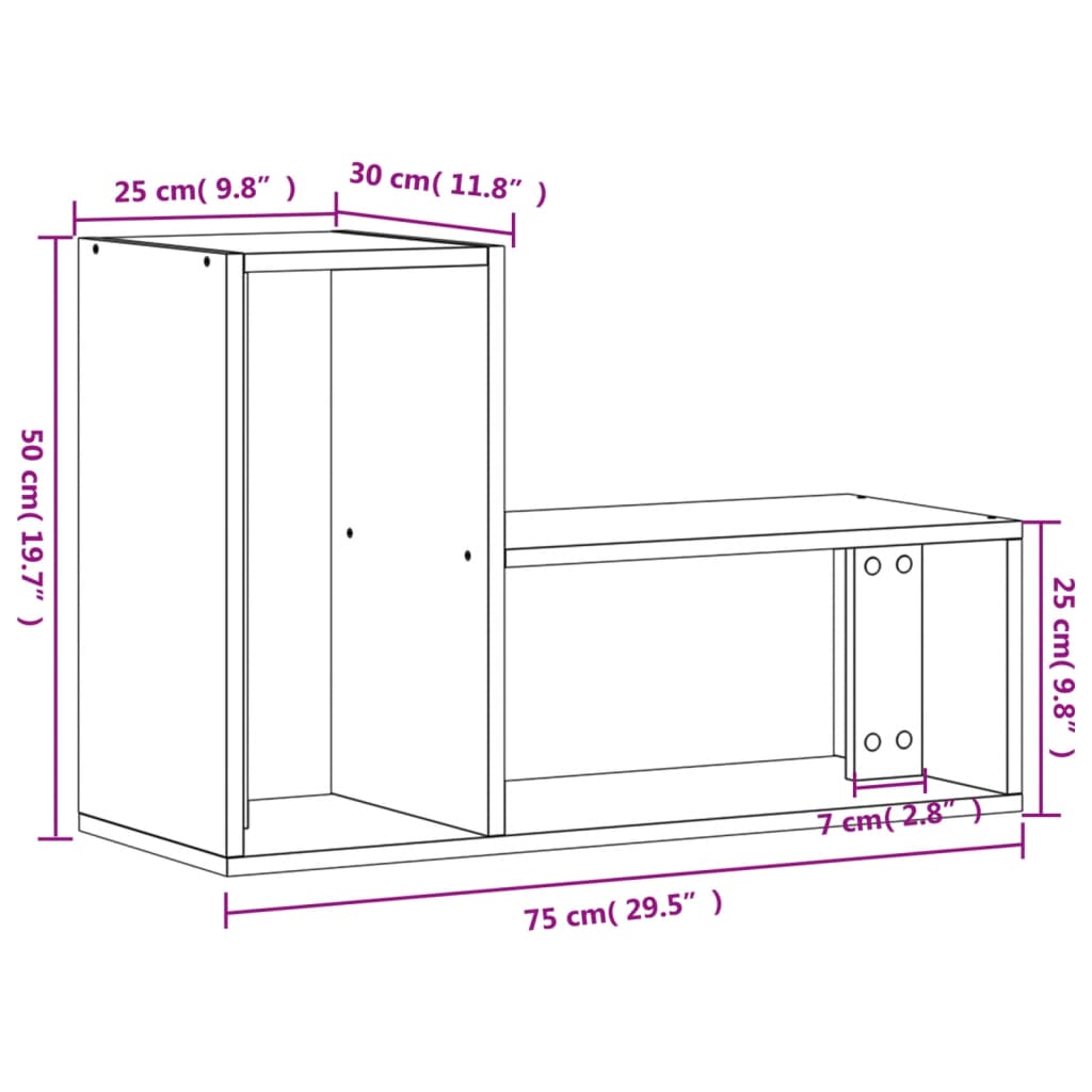 Mobili Tv A Parete 2Pz Bianchi 75X30X50 Cm In Legno Multistrato
