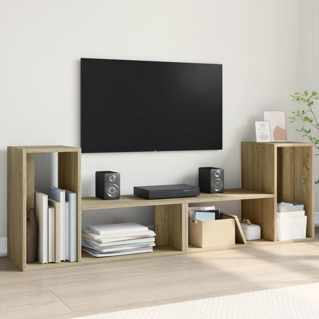 Mobili Tv A Parete 2Pz Bianchi 75X30X50 Cm In Legno Multistrato