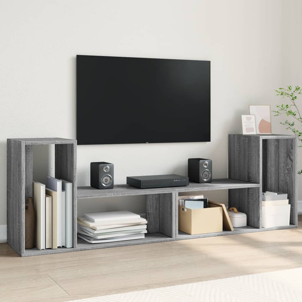 Mobili Tv A Parete 2Pz Bianchi 75X30X50 Cm In Legno Multistrato