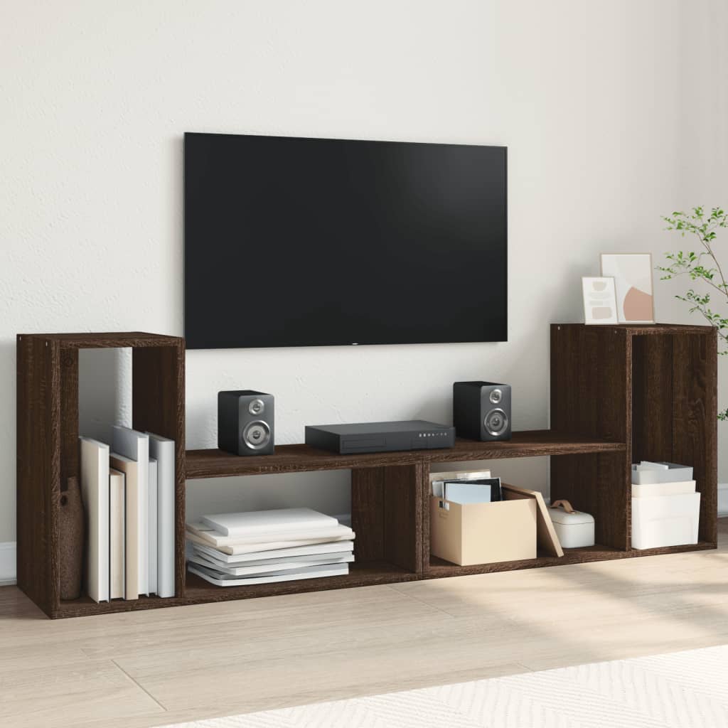 Mobili Tv A Parete 2Pz Bianchi 75X30X50 Cm In Legno Multistrato