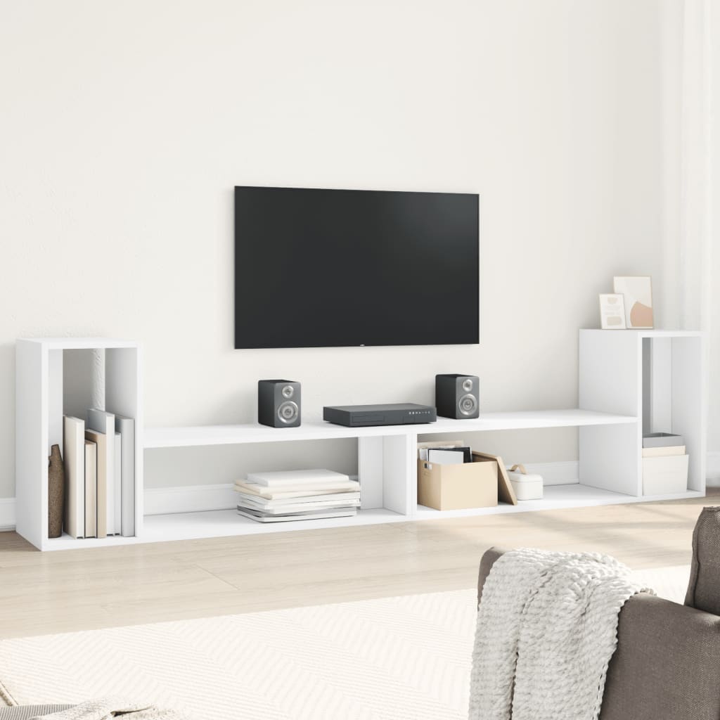Mobili Tv A Parete 2Pz Bianchi 75X30X50 Cm In Legno Multistrato