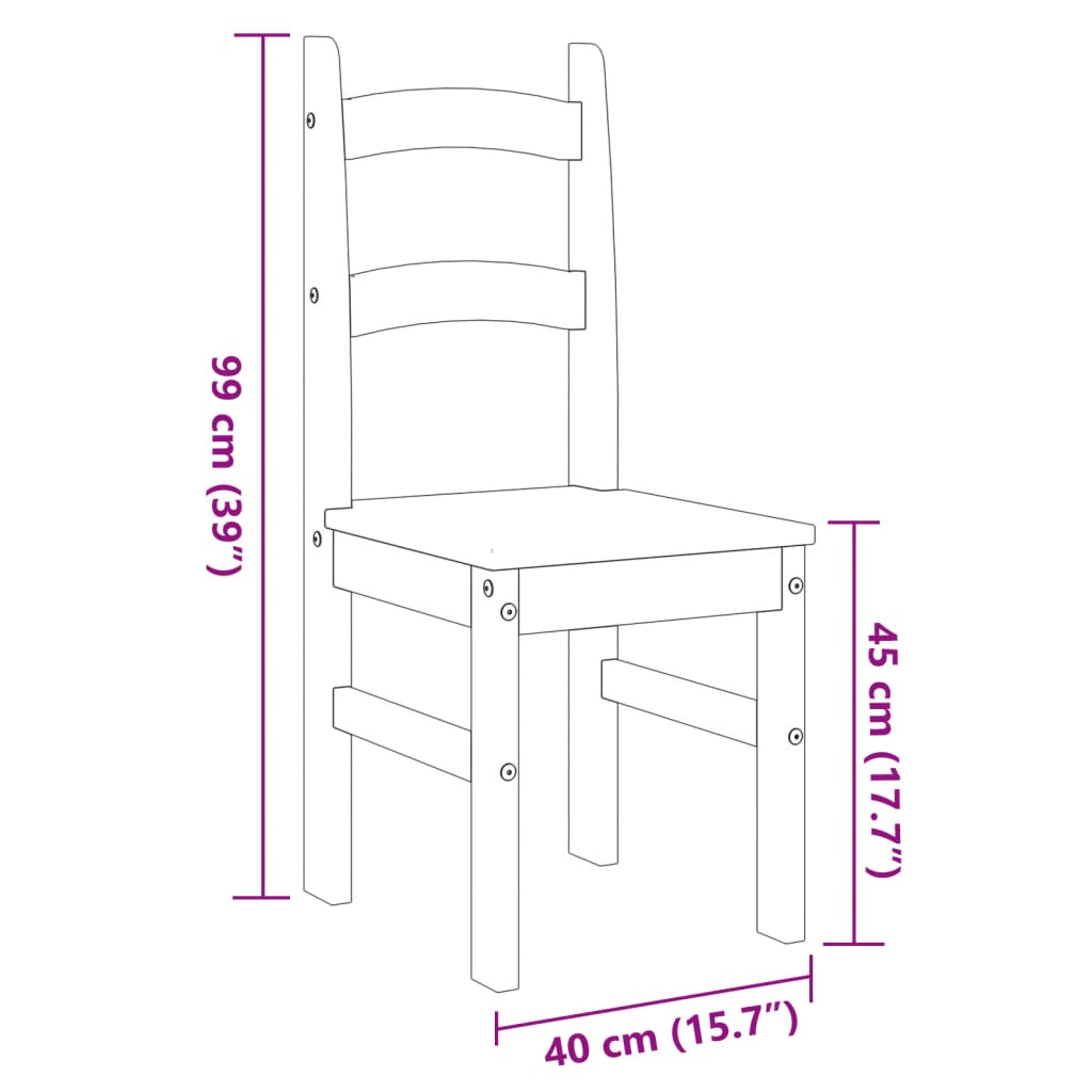 Sedie Da Pranzo 2 Pz 40X46X99 Cm Legno Massello Di Pino