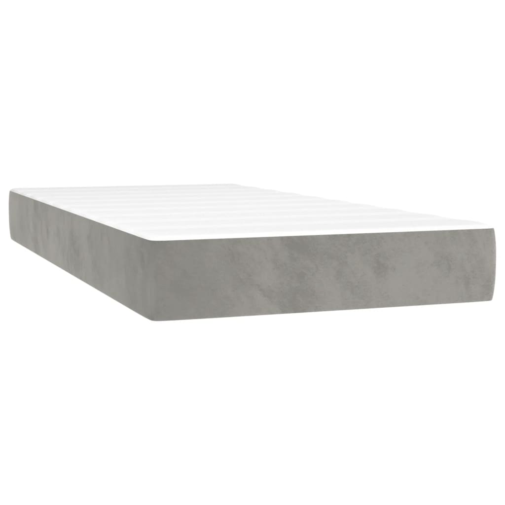 Materasso A Molle 120X190X20 Cm In Velluto Grigio Chiaro