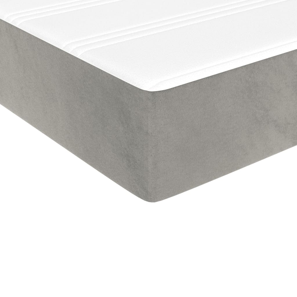 Materasso A Molle 120X190X20 Cm In Velluto Grigio Chiaro