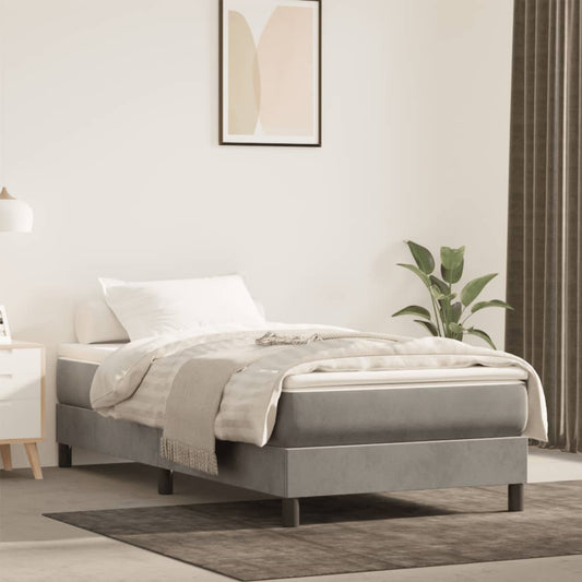 Materasso A Molle 120X190X20 Cm In Velluto Grigio Chiaro