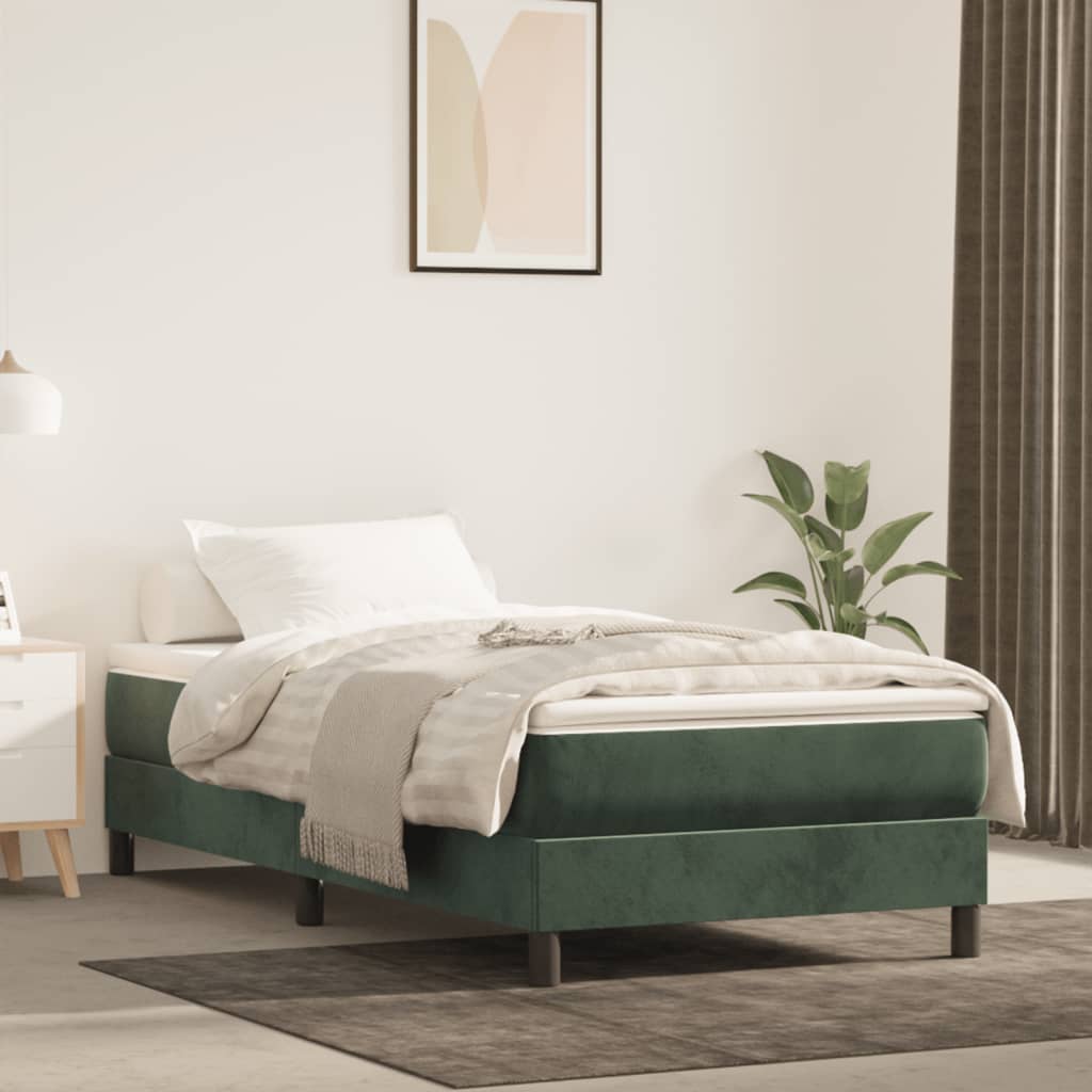 Materasso A Molle 80X200X20 Cm In Velluto Verde Scuro
