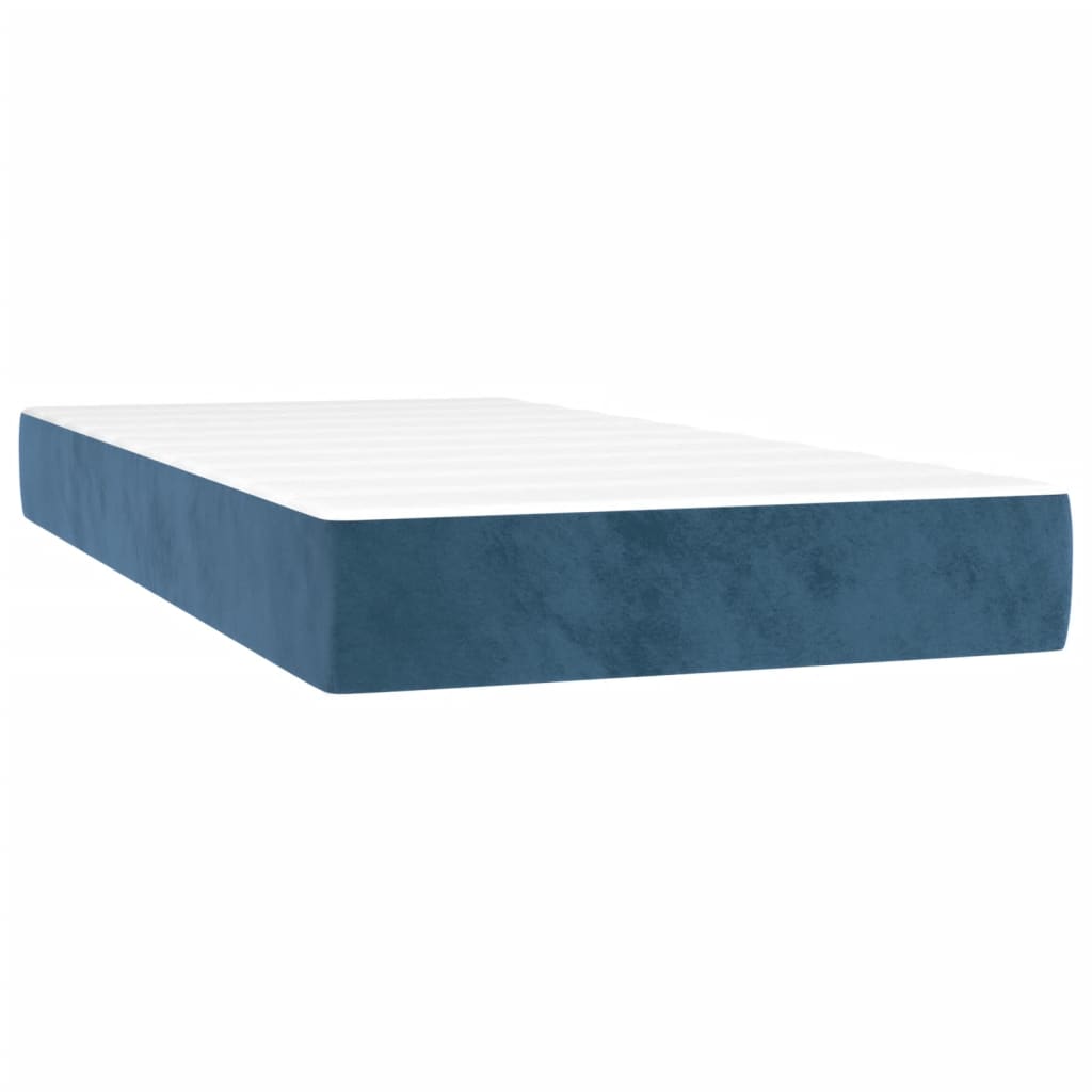 Materasso A Molle 120X190X20 Cm In Velluto Blu Scuro