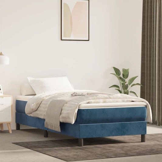 Materasso A Molle 120X190X20 Cm In Velluto Blu Scuro