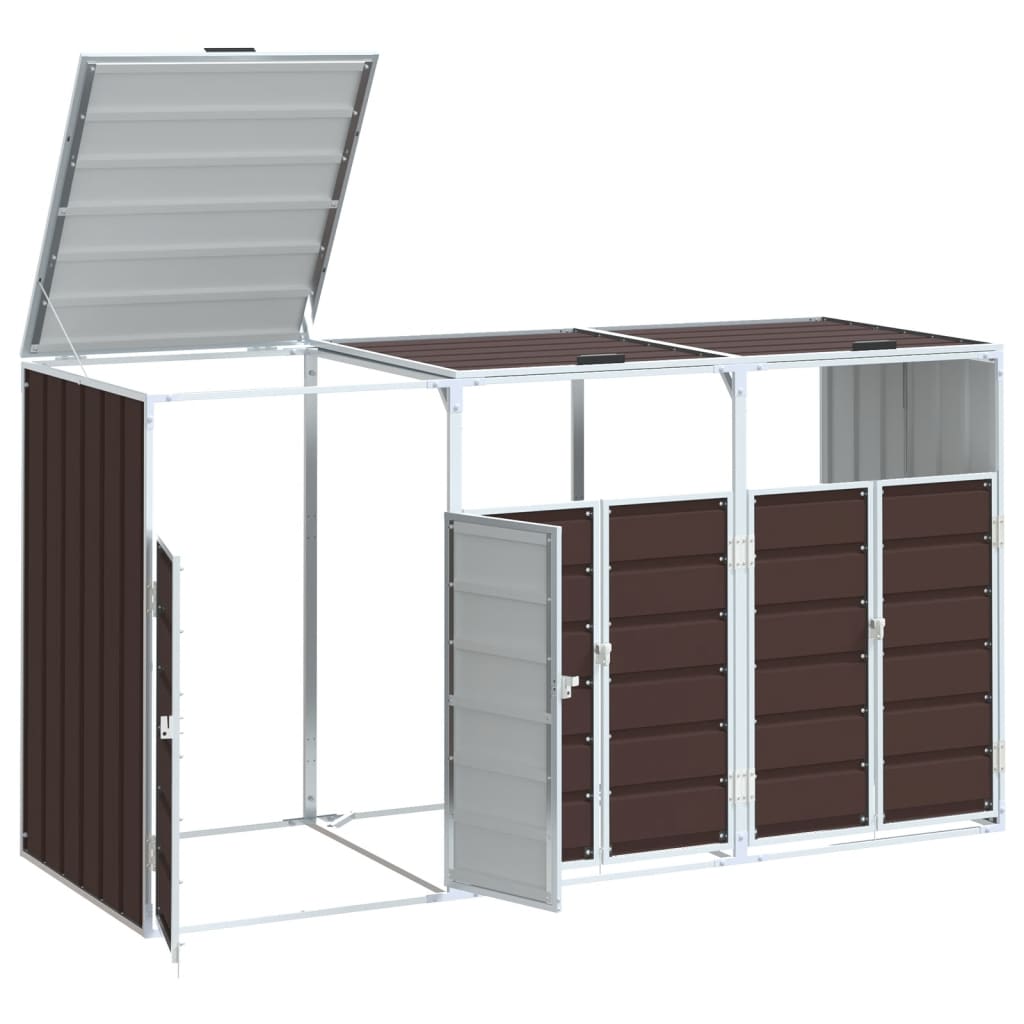Copribidone Con Ruote Per 3 Bidoni 216X81X115Cm Acciaio