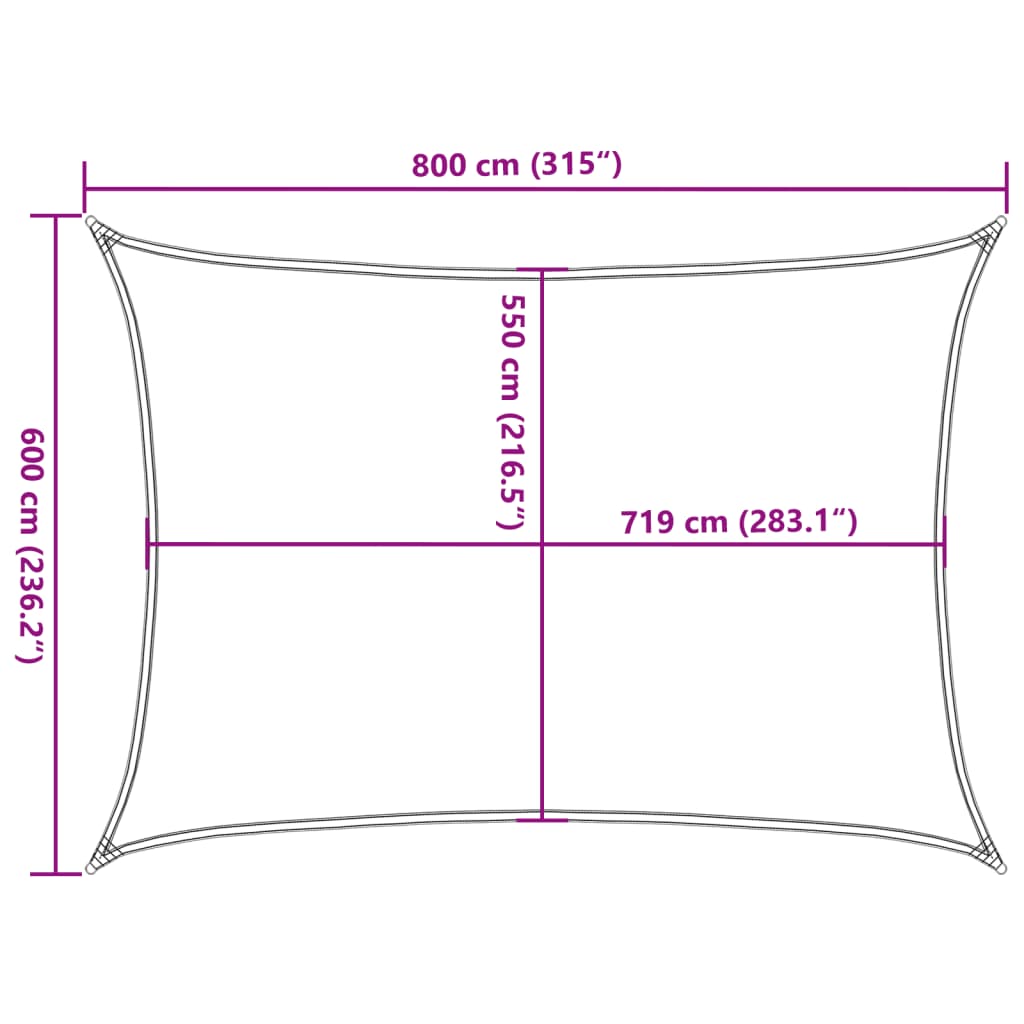 Vela Parasole 160 G/M² Rettangolare In Hdpe Grigio Chiaro