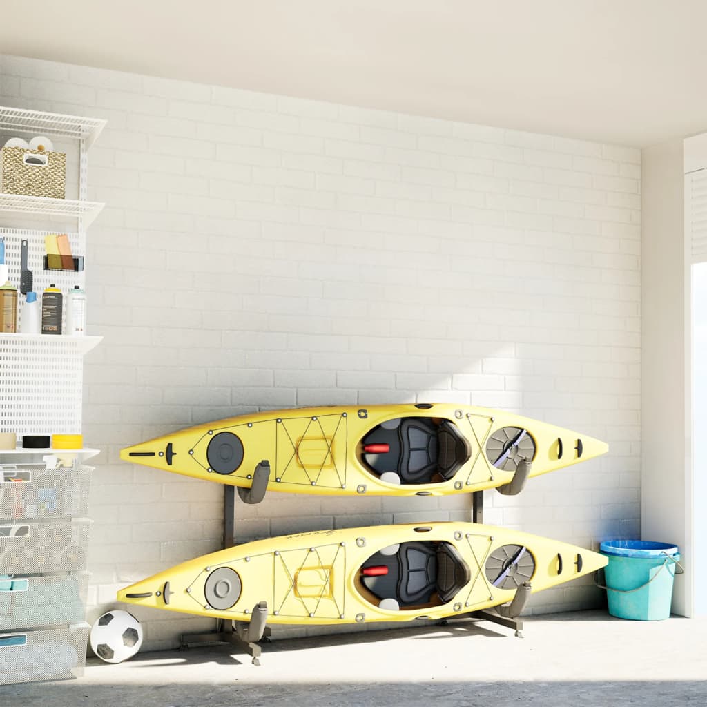 Rastrelliera Porta Kayak Per 2 Kayak 250X57X127,5 Cm In Acciaio Nero