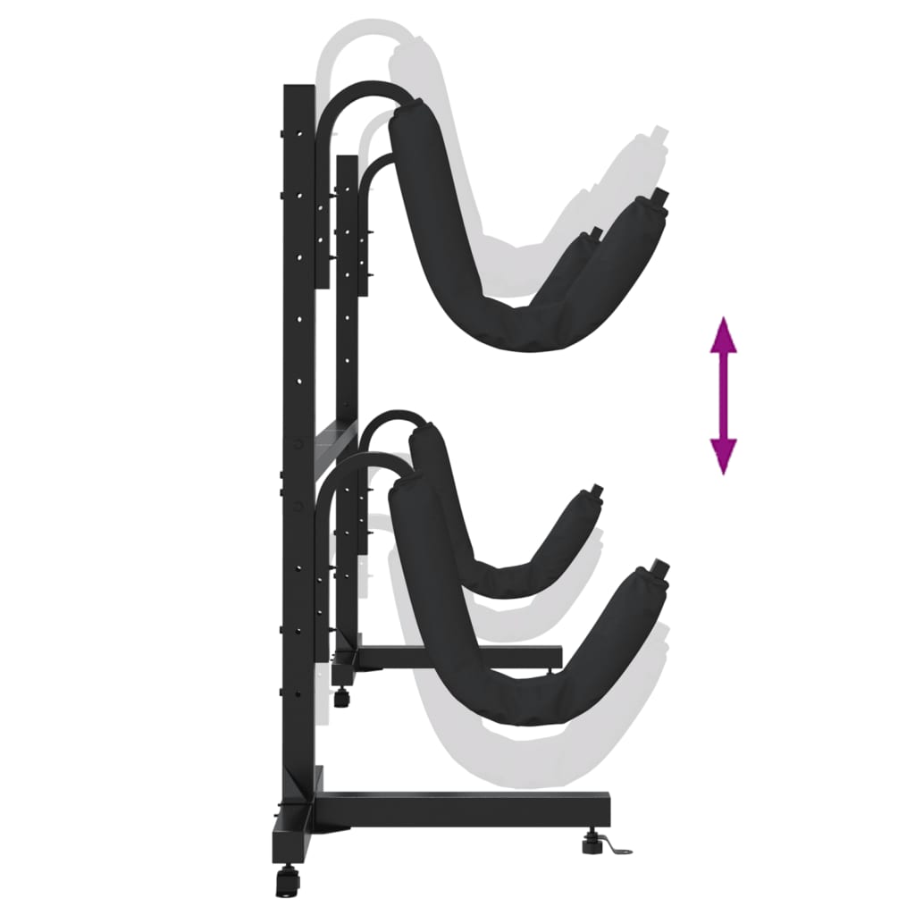 Rastrelliera Porta Kayak Per 2 Kayak 250X57X127,5 Cm In Acciaio Nero