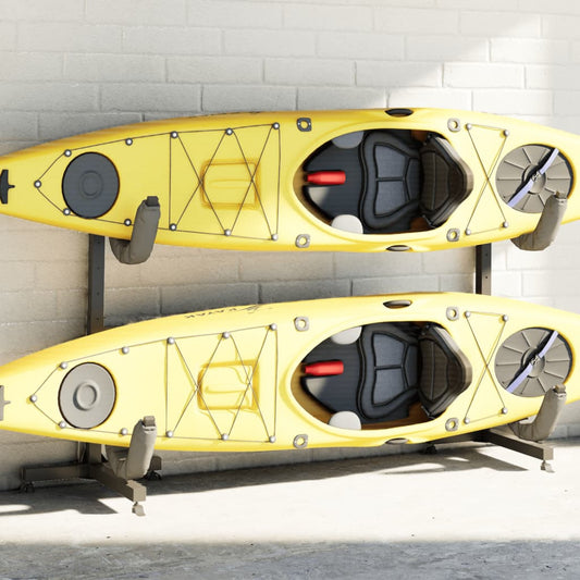 Rastrelliera Porta Kayak Per 2 Kayak 250X57X127,5 Cm In Acciaio Nero