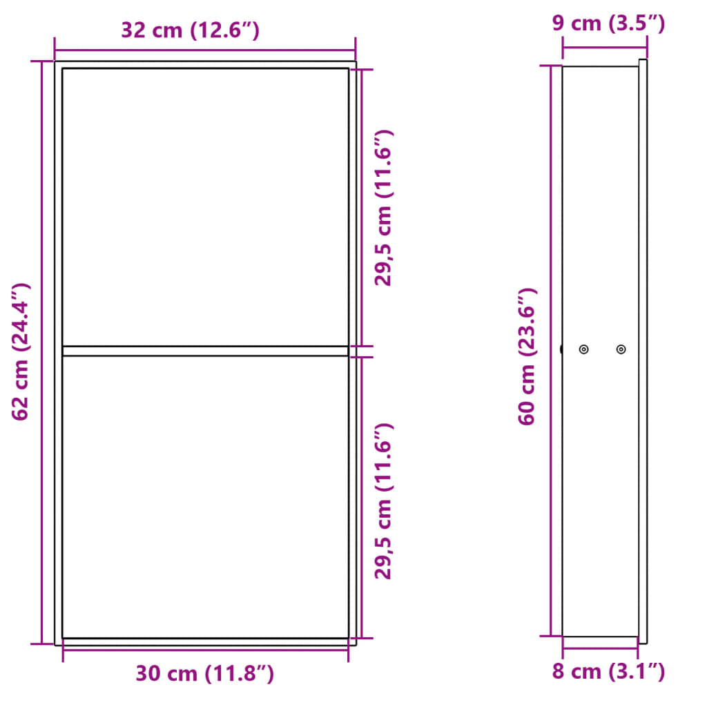 Nicchia Per Doccia Opaco 32X62X9Cm In Acciaio Inox