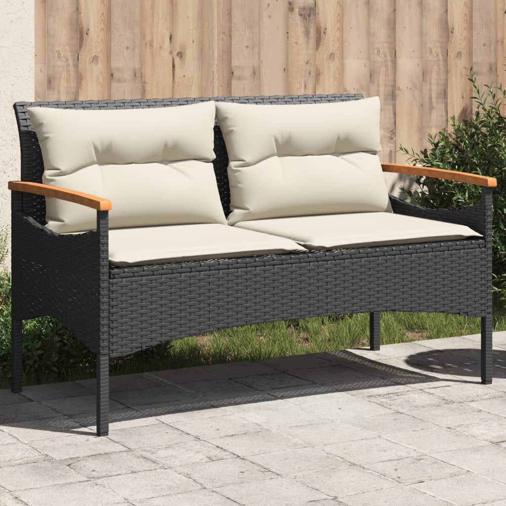 Panchina Giardino Con Cuscini 116X62,5X74 Cm Grigia Polyrattan