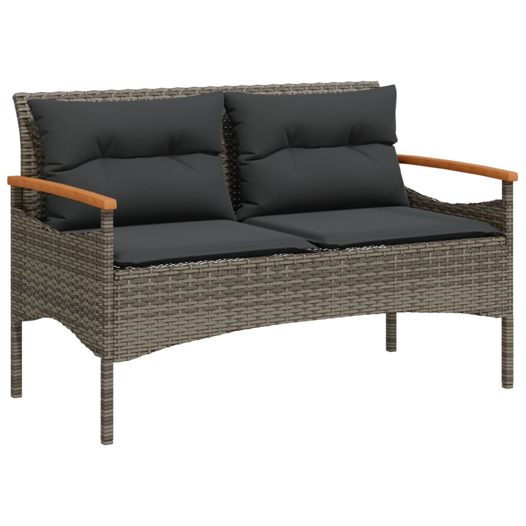 Panchina Giardino Con Cuscini 116X62,5X74 Cm Grigia Polyrattan
