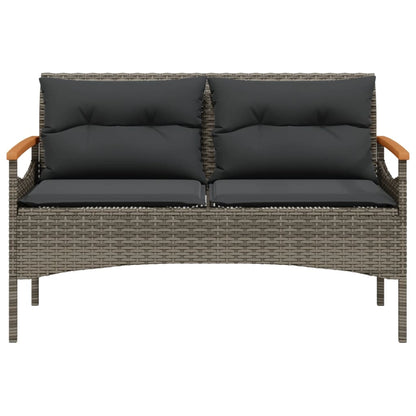 Panchina Giardino Con Cuscini 116X62,5X74 Cm Grigia Polyrattan
