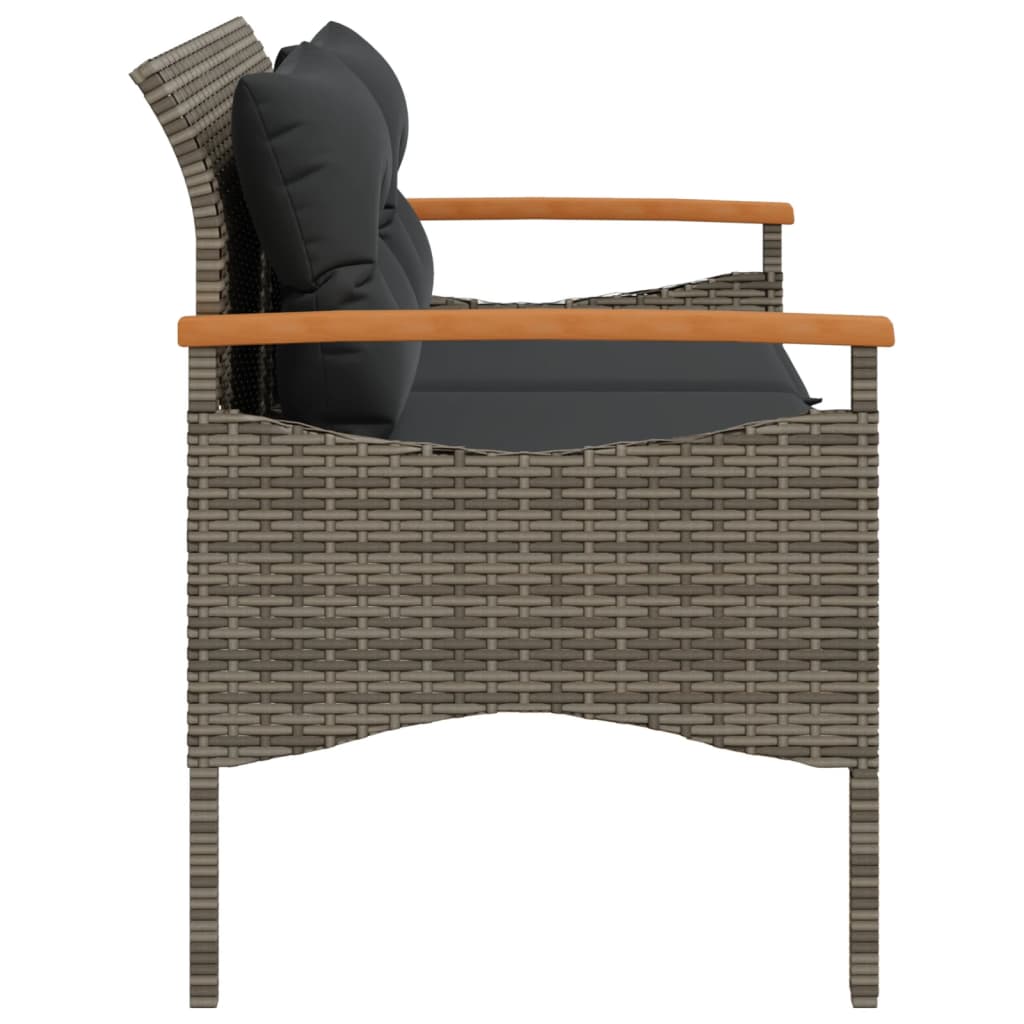 Panchina Giardino Con Cuscini 116X62,5X74 Cm Grigia Polyrattan