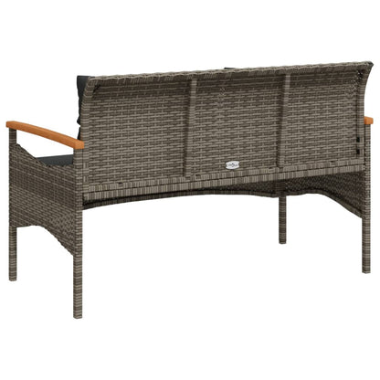 Panchina Giardino Con Cuscini 116X62,5X74 Cm Grigia Polyrattan