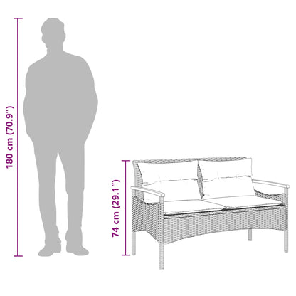 Panchina Giardino Con Cuscini 116X62,5X74 Cm Grigia Polyrattan
