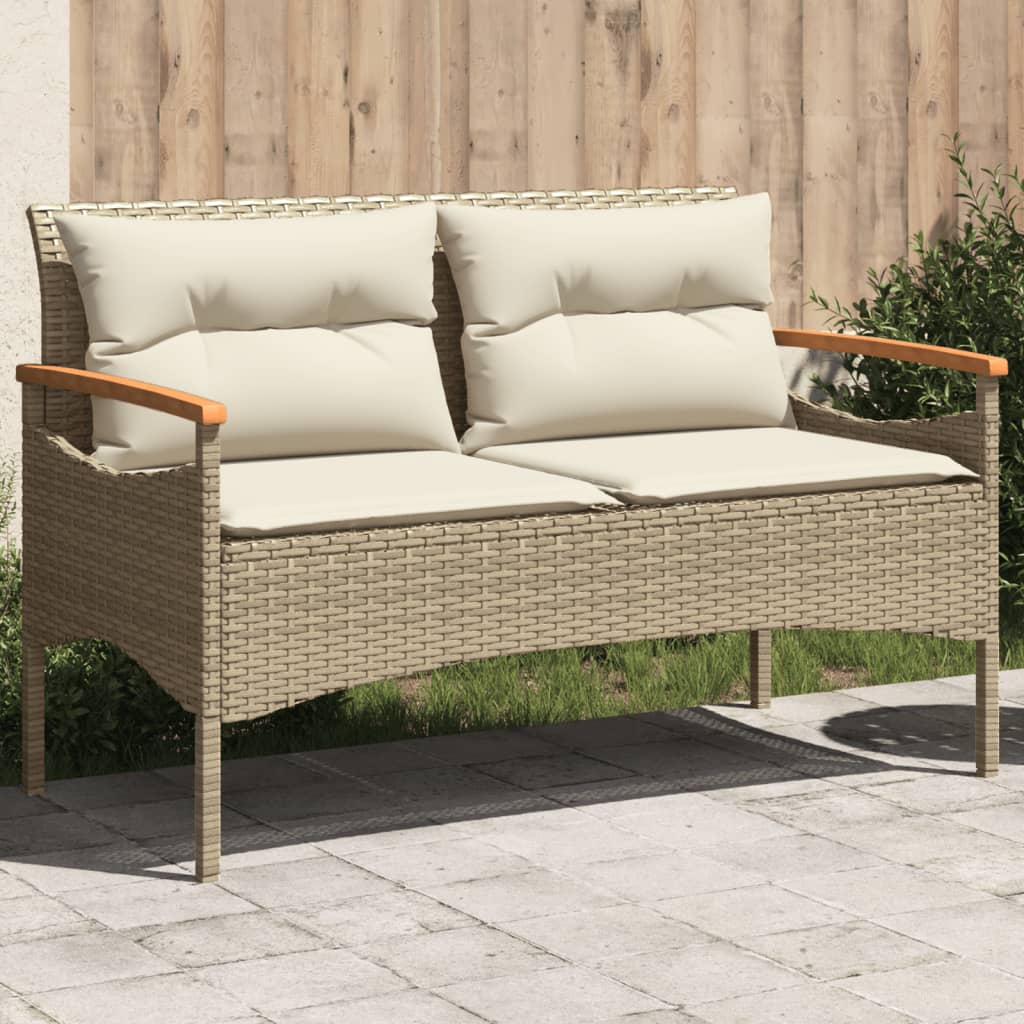 Panchina Giardino Con Cuscini 116X62,5X74 Cm Grigia Polyrattan