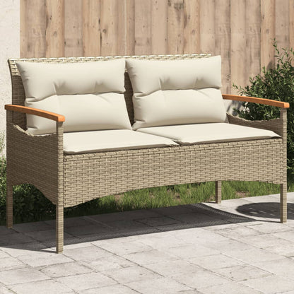 Panchina Giardino Con Cuscini 116X62,5X74 Cm Grigia Polyrattan