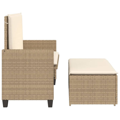 Panca Da Giardino Con Cuscini E Poggiapiedi Beige In Polyrattan