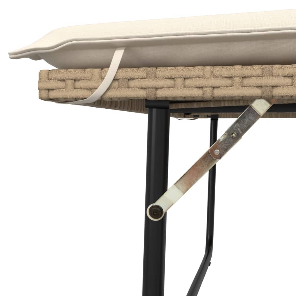 Panca Da Giardino Con Cuscini E Poggiapiedi Beige In Polyrattan