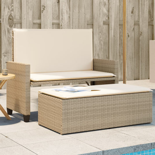 Panca Da Giardino Con Cuscini E Poggiapiedi Beige In Polyrattan