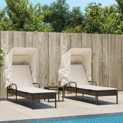 Lettini Prendisole 2 Pz Con Baldacchino E Tavolino Polyrattan