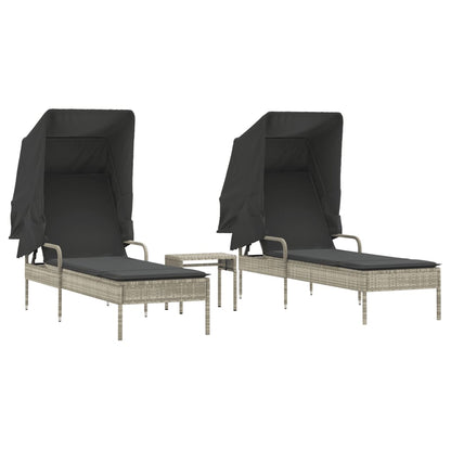 Lettini Prendisole 2 Pz Con Baldacchino E Tavolino Polyrattan