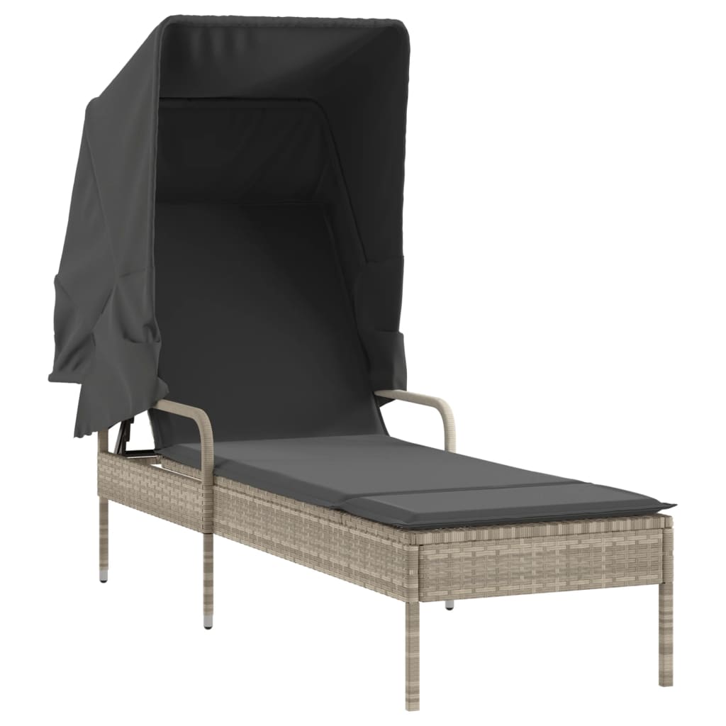 Lettini Prendisole 2 Pz Con Baldacchino E Tavolino Polyrattan