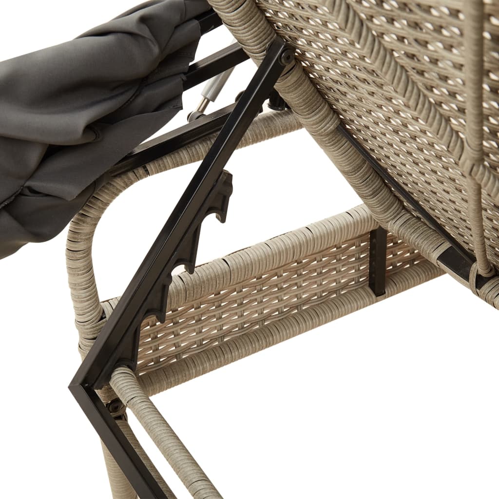 Lettini Prendisole 2 Pz Con Baldacchino E Tavolino Polyrattan