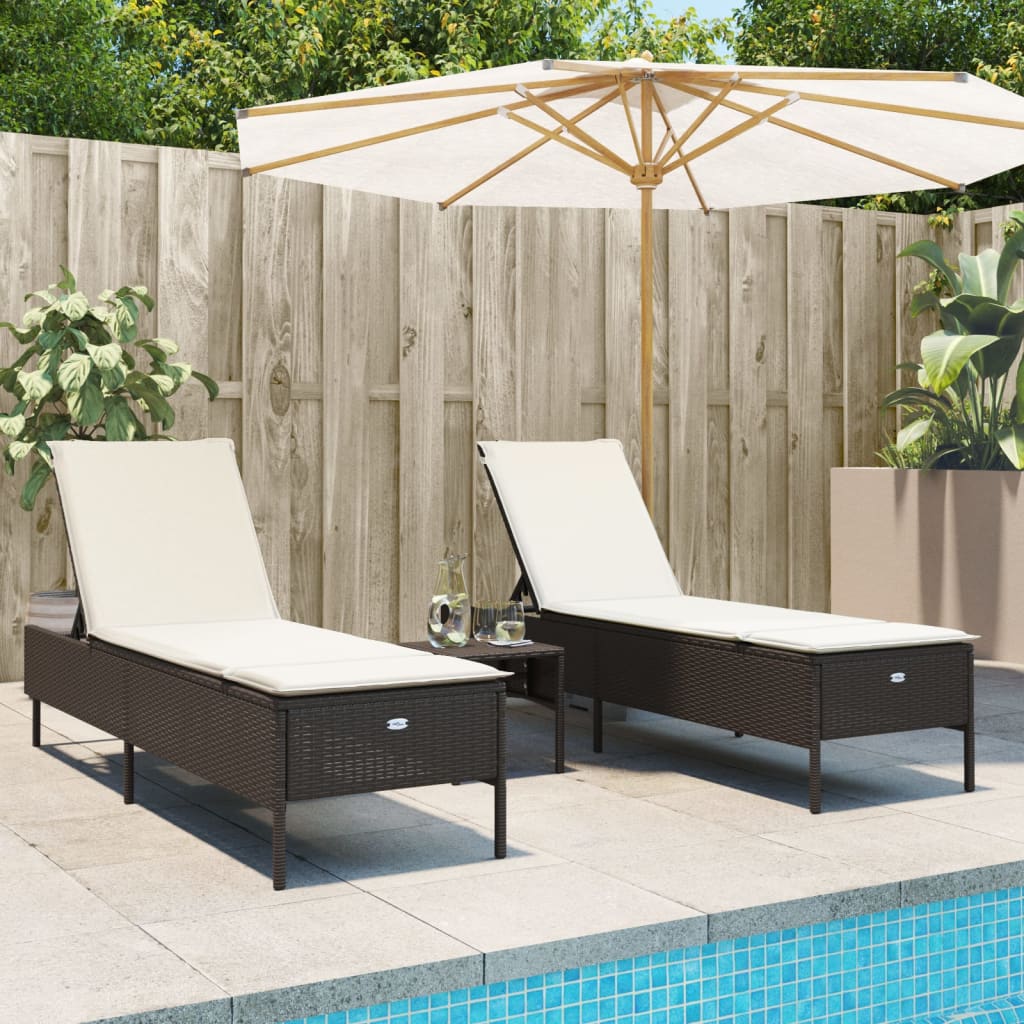 Lettini Prendisole 2 Pz Con Cuscini Beige In Polyrattan