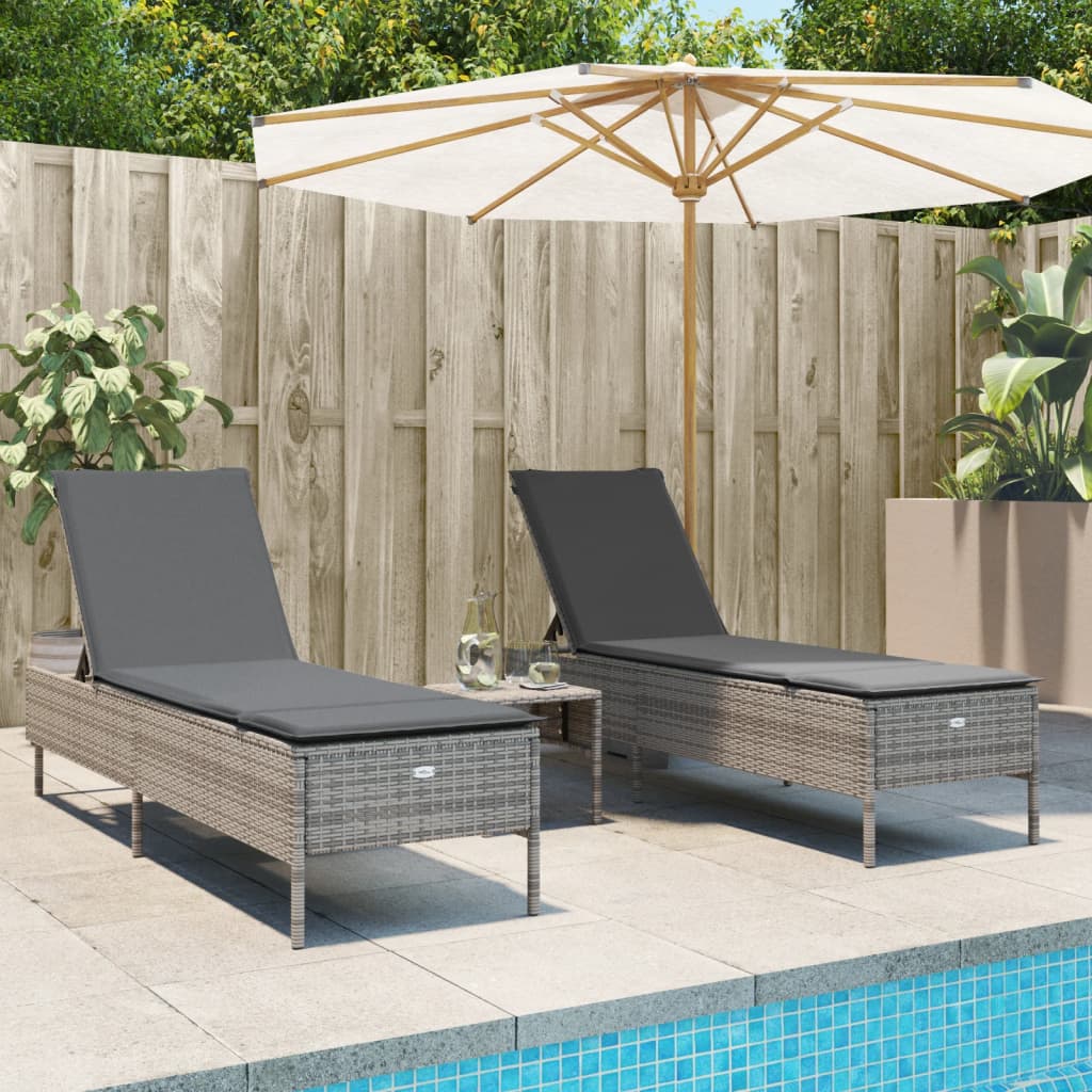 Lettini Prendisole 2 Pz Con Cuscini Beige In Polyrattan