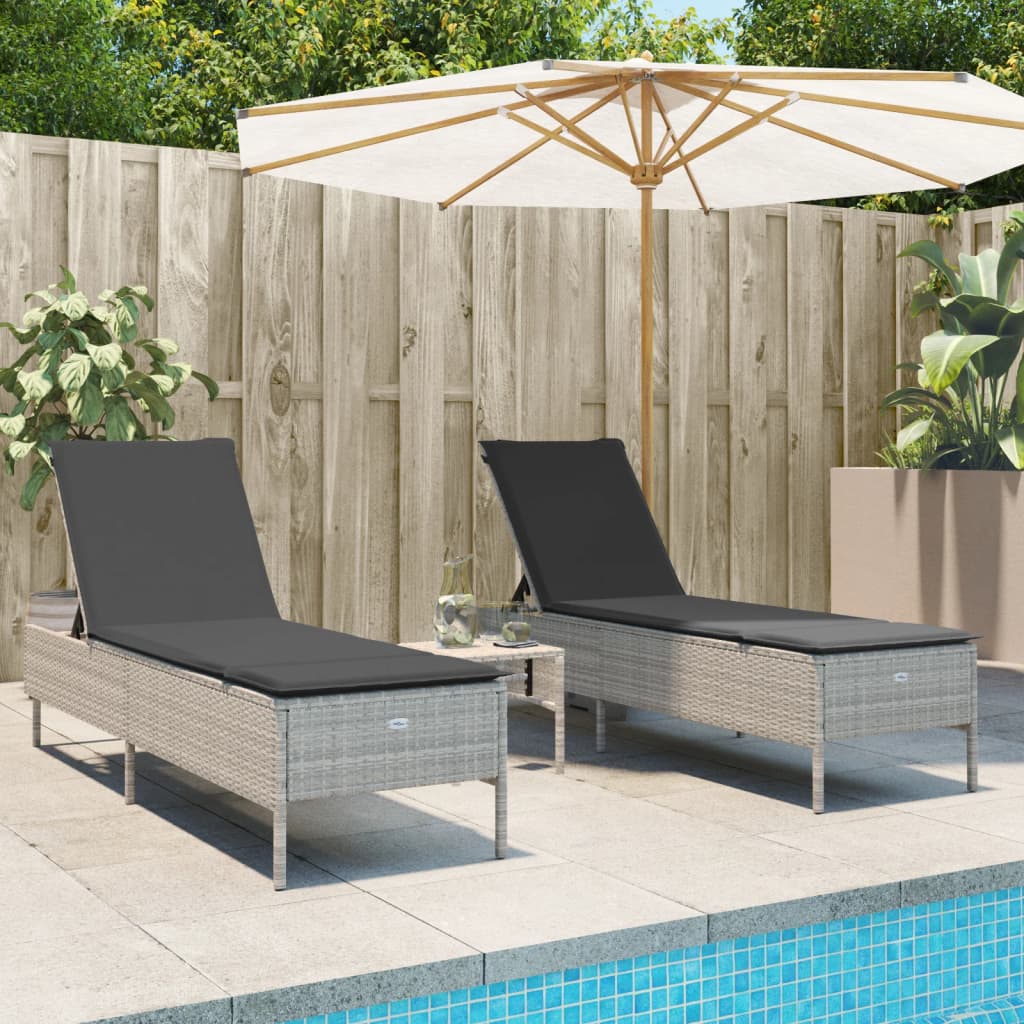 Lettini Prendisole 2 Pz Con Cuscini Beige In Polyrattan