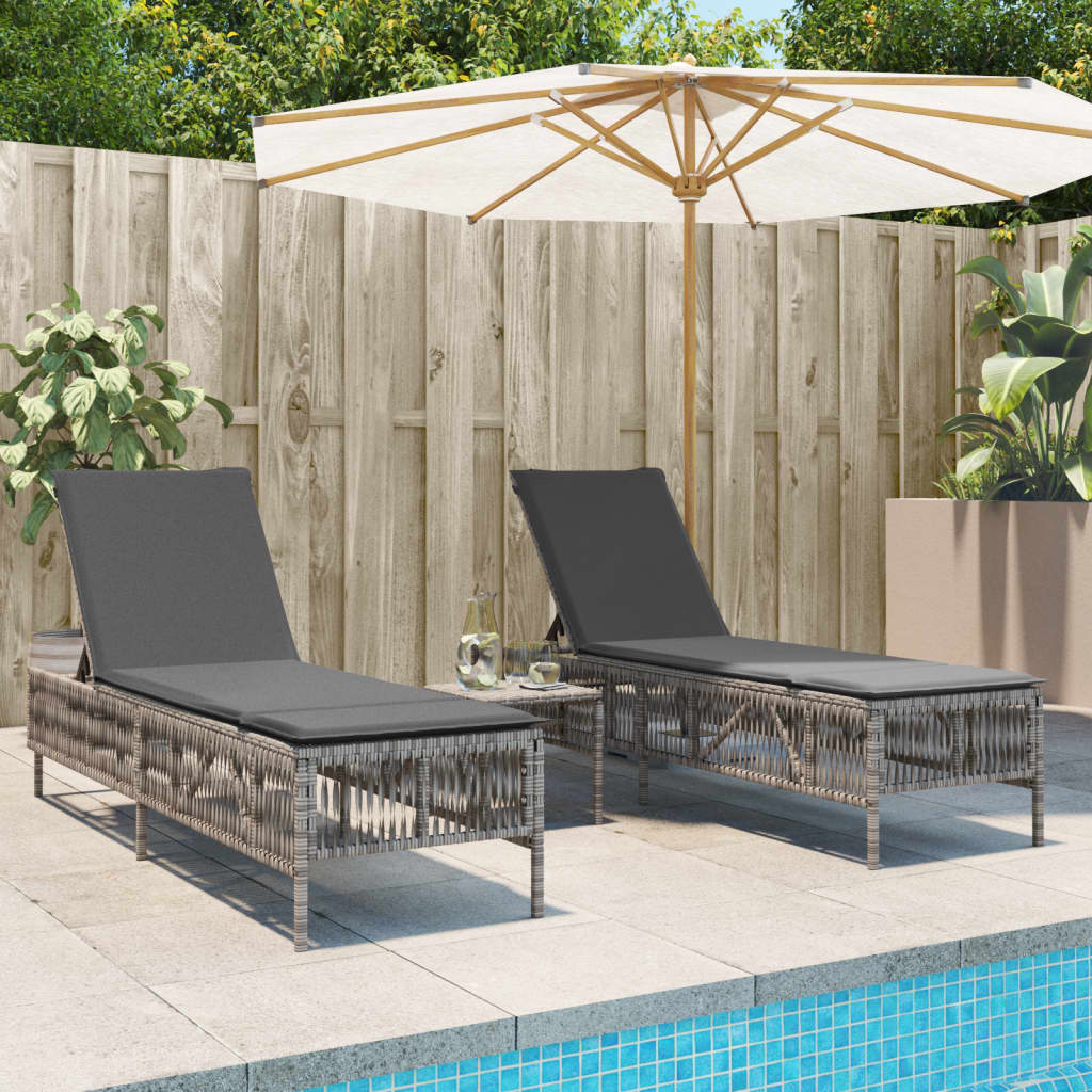 Lettini Prendisole 2 Pz Con Cuscini Beige In Polyrattan