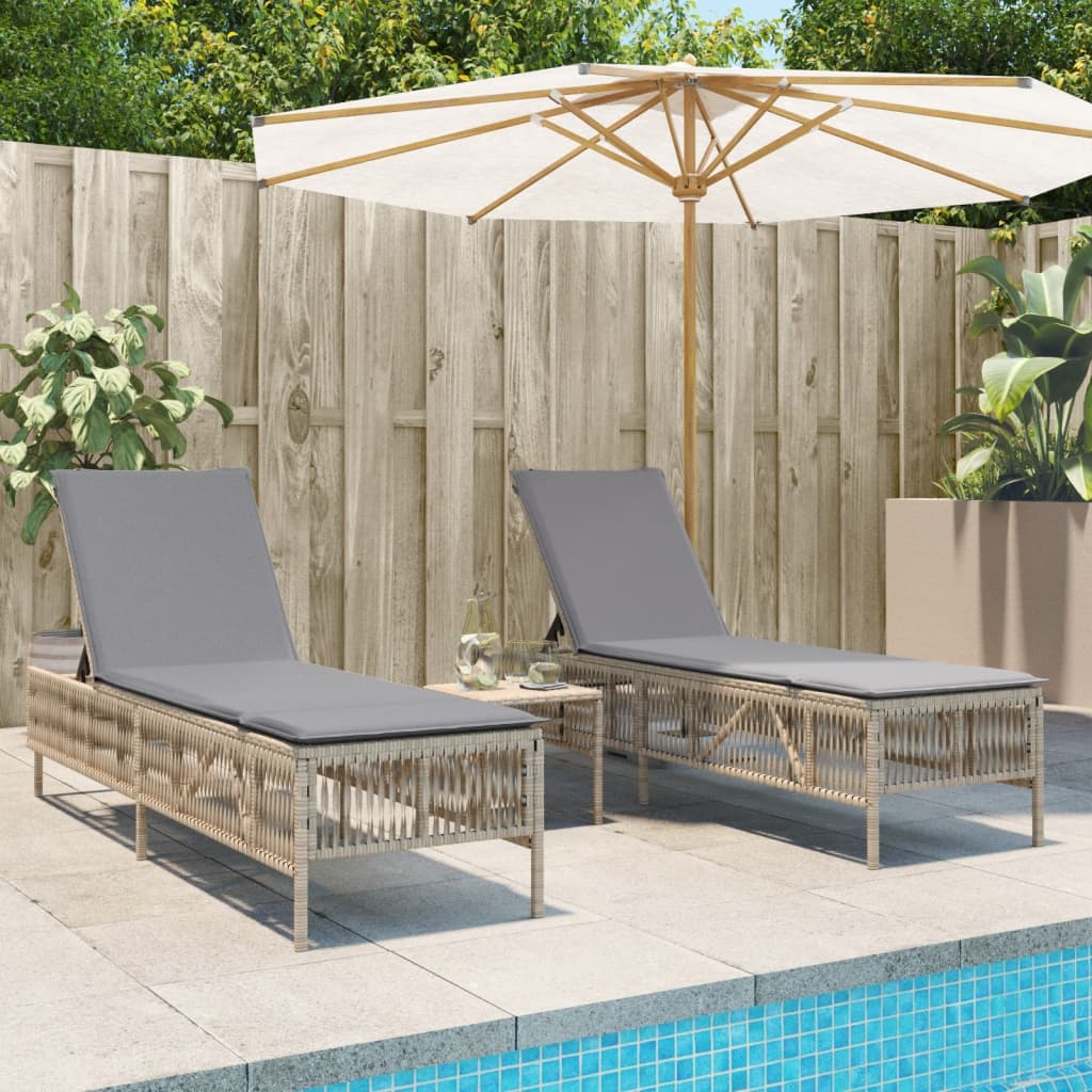 Lettini Prendisole 2 Pz Con Cuscini Beige In Polyrattan