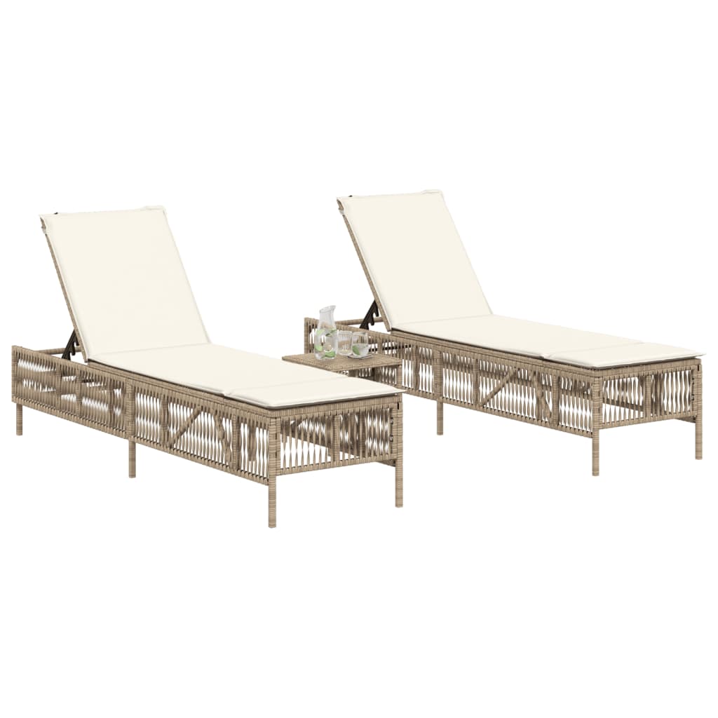 Lettini Prendisole 2 Pz Con Cuscini Beige In Polyrattan