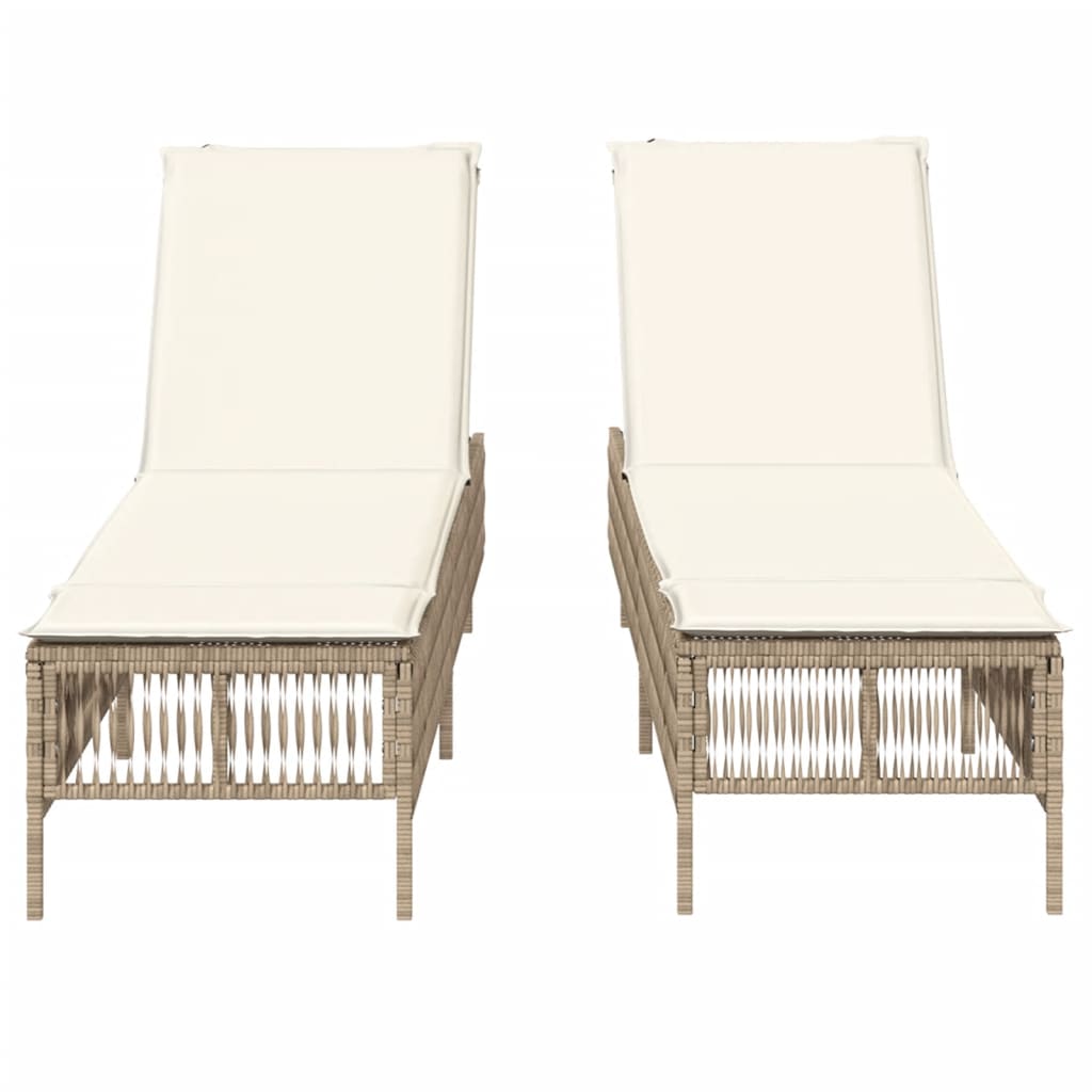 Lettini Prendisole 2 Pz Con Cuscini Beige In Polyrattan